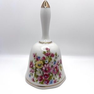 Vintage Porcelain Dinner Bell with gold accents
